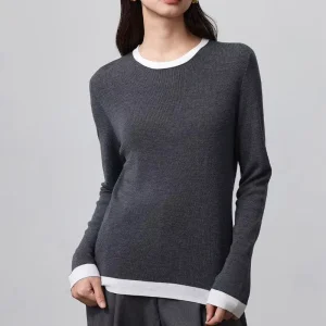 Autumn High-end Cashmere Wool Sweater Pullover Sweater Round Neck Tight Knit Cashmere Wool Sweater for Women