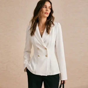 Autumn New Women’s European and American Style Double Breasted Button Elegant Blazer Coat