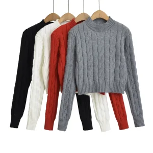 Autumn New Women’s Round Neck Long Sleeve Casual Knitted Top Women’s Clothes