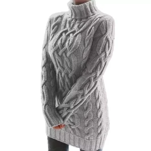 Autumn Turtleneck Long Sleeve Slim Solid Color Plus Size Pullover Knitted Ladies Women Sweater Tops