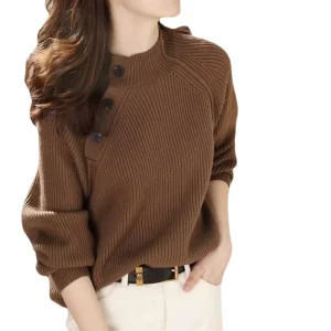 Autumn Winter Knitwear Fashion Sweater Women’s Loose Fitting Outerwear Women’s Top Bottom Sweater