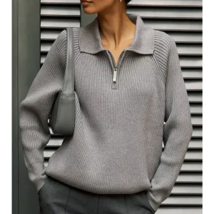 Autumn Winter Knitwear Polo-neck Zipper Women’s Sweater Solid Simple Pullover Warm Sweater Oversize Casual Women Knitted Sweater