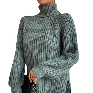 Autumn Winter Warm Thick Knitted Tops for Women Turtleneck Woman Clothes Short Knitwear Women’s Knitted Sweater