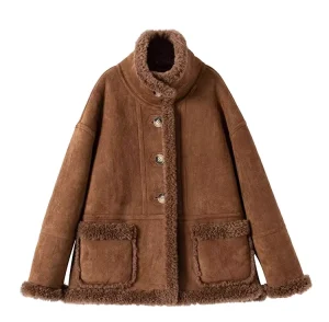 Autumn Winter Women Casual Coats Thick Warm Jackets Solid Color Female Long Sleeve Wool Coat with Pockts