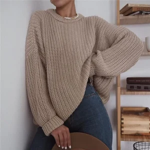 Autumn Winter Women Clothing Loose Casual Soft Knitted Pullovers Sweater for Women