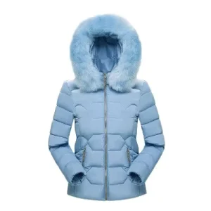 Autumn Winter Women’s Cotton Padded Jacket New Korean Style Large Size Parka with Big Fur Collar Cross Border