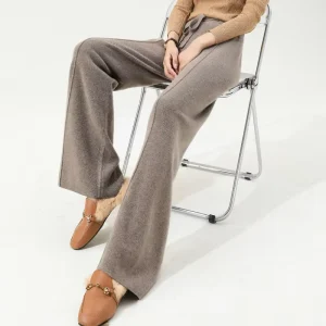 Autumn Winter Women’s Pure Wool Wide Leg Pants Slimming Leg Lengthening Floor-Length Pants Loose Fit Slim High Waist Pants