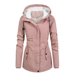 Autumn Winter Women’s Quilted Solid Slim Fashionable Design Jackets Polyester-Filled Cotton Hooded Zippers Breathable