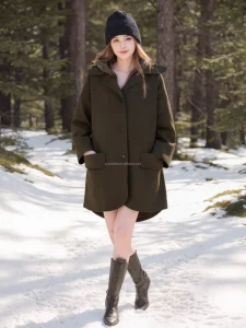 Autumn Winter Women’s Two-Piece Set Warm Woolen Cashmere Raw Quilted Jacket Coat Hoodie Cardigan Loose Overcoat Cotton