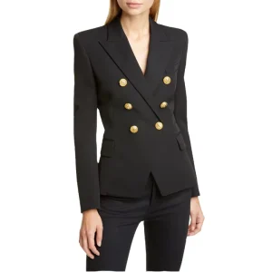 Autumn Women’s Breathable Double Breasted Solid V-neck Full Sleeve Blazer Viscose/Polyester Classic Office Button