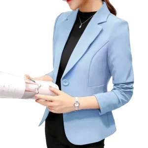 Autumn Women’s Casual 1-Button Solid Color Long Sleeve Woven Fashion Suit