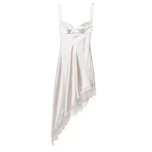 Autumn Women’s Clothing New Fashion Lace Satin Texture Dress Retro Casual Sleeveless Elegant Sexy Ladies Dress