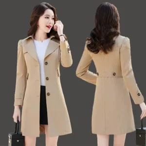 Autumn Women’s Coat New Spring and Autumn Slim Fashion Mid length Trench Coats