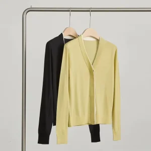 Autumn Women’s Elegant Casual Cardigan Strict Selection New Australia Worsted Wool Knitted V-Neck Women Wool Cardigan