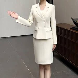 Autumn Women’s High End Blazer Set Professional Long Sales Department Workwear for Beauty Salon & Hotel Front Desk