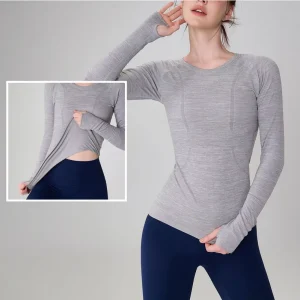 Autumn Women’s Lightweight Athletic Compression Shirt Four Way Stretch Quick Dry Breathable Long Sleeve Yoga Gym Wear Skinny Fit