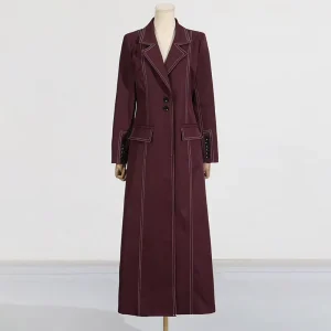 Autumn Women’s Urban Style Windbreaker Jacket Comfortable Casual Elegant Solid Color Abaya Long Blazer Dress