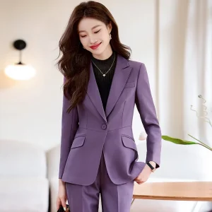 Autumn and Winter Business Commuting Women’s Suit Tailcoat Office Women’s Suit Long Pants Two-piece Set Party Formal Jacket