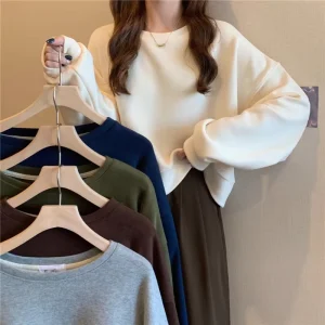 Autumn and Winter Loose Women’s Sweatshirt Chic Trendy Oversized Hoodie Simple Pullover