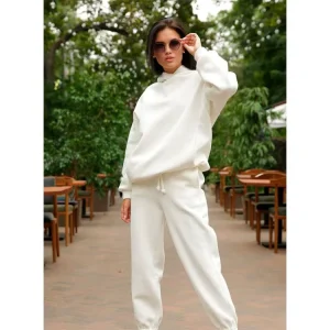 Autumn and Winter New Fashion Solid Color Hooded Casual Two Piece Sports Set Women’s Sweatshirt