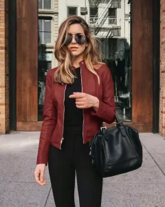 Autumn and Winter Women’s Fashion Leather PU Jacket Women’s Suit Small Coat 12 Colors .Z0941