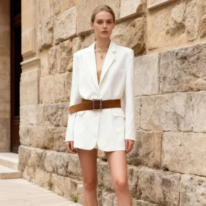 Autumn and Winter Women’s Temperament Suit Jacket Casual Style Belt Slim Suit