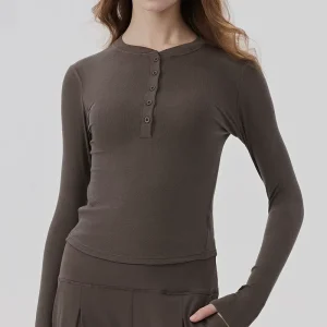 Autumn and Winter Yoga Wear Henry Neck Sports Long Sleeve T-shirt Slimming Running Training Wear Fitness Clothes for Women