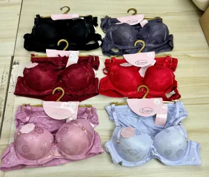 B0518# European American Women’s Lace Push Up Bow Halter Knitted Bra Set Sexy Wire Free Full Cup Rhinestone Independent