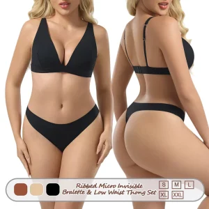 BR16 and DD03 Women’s Breathable Microfiber Bralette Non Padded with Breathable Microfiber Low Waist Brief Underwear Sets