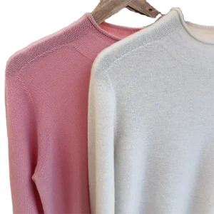 Basic Half High Collar 100% Wool Knit Women’s Pullover Loose Bottom Sweater Autumn Winter Solid Color Sweater