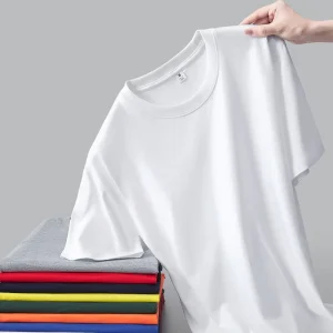 Basic Solid Color 180g T-Shirt Men’s & Women’s Short Sleeve Versatile Trending Half Sleeved Upper Clothing White Base