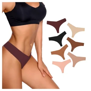 Basic Style Breathable Seamless Thong Panties Underwear Set No Show Panty Line Bikini T Back for Women