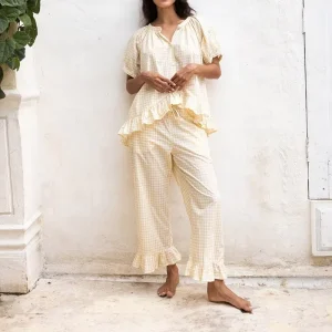 Beefey Summer Sweet Style Comfortable High Quality Women’s Pajamas Set with Front Custom Printing Breathable Sleepwear