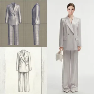 Beige Women’s Business Suit Set Regular Fit Solid Pattern Quick Dry Polyester/Rayon Formal Dress Urban Model