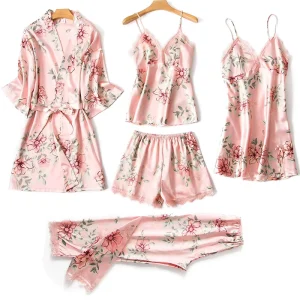Best Selling Beautiful OEM Silk Like Set Womens Solid Sleepwear With Competitive Price