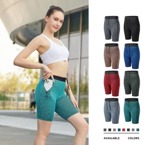 Biker Shorts for Women With Pockets High Waisted Fitness Stripe Workout Yoga Running Gym Yoga Shorts Compression Tights Short