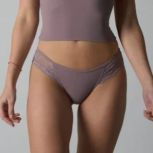 Bikini Panties Women Floral Lace Trim High Cut Silky Soft Invisible Seamless Everyday Underwear Breathable Crotch Brief Feminine