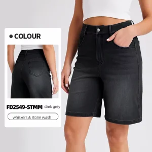 Black Jean Shorts Summer Women’s High Waist Shorts Breathable Jeans Casual Straight Style Pants Designer Jeans