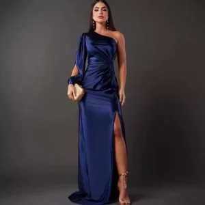 Boutique Autumn New Fashion Retro Pleated Waist Collection Sexy Temperament Slim Fit Women’s Dress