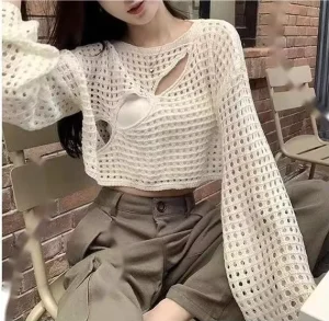Boutique Autumn New Fashionable Knitwear With Camisole Hollowed Out Top Women’s Sweater