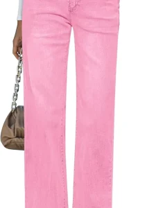 Bow Embroidery Breathable High Waisted Straight Jeans for Women Streetwear Loose Fit Multicolor Denim Pants
