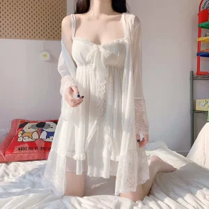 Breathable Comfortable Women’s Lace Sexy Suspender Chest Pads Elegant Casual Nightgowns Winter Spring Summer Autumn Sleepwear