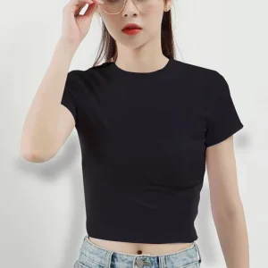 Breathable Stylish Short Customizable Blank Slim fit Cotton Spandex Women’s T shirts