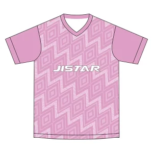 Breathable V-neck Short Sleeve Oversize Football Tops 160grams Casual Pink Stripe Printing Plus Size Women’s Custom t Shirt
