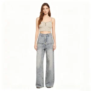Breathable Vintage Women’s High-waist Loose Fit Denim Jeans for Women