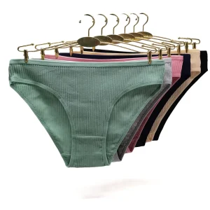 Bulk Ribbed Cotton Panties Women Comfortable Breathable Briefs Mid Rise Seamless Underwear Ladies Basic Knickers