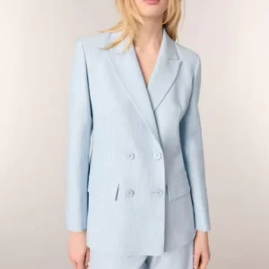 Business Clothing Formal Women Blazer Suit Jacket Baby Blue Rayon Button Jacket Slim Fit Beautiful Suit