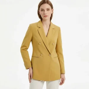 Business Elegant Women’s Double Breasted Blazer Colorful Solid Woven Anti Wrinkle Office Formal Custom Suit