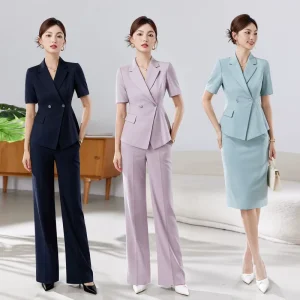 Business Light Mature Style Short sleeved Anti Wrinkle Skinny Fit Suit Set Women’s Professional Formal Wear Commuting Workwear
