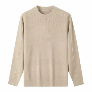 Business Minimalist Men Half Mock Neck Vertical Rib Knit Top Slim Fit Wool Knit Pullover Multi Colors Autumn Winter Undershirt